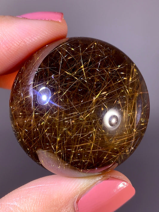 Collector's Grade Shooting Star Rutile in Smoky Quartz Sphere from Brazil