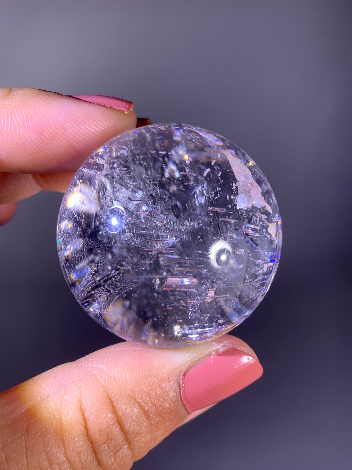 High-Grade Sparkly Negative Quartz-in-Quartz Sphere | Rare Brazilian Specimen