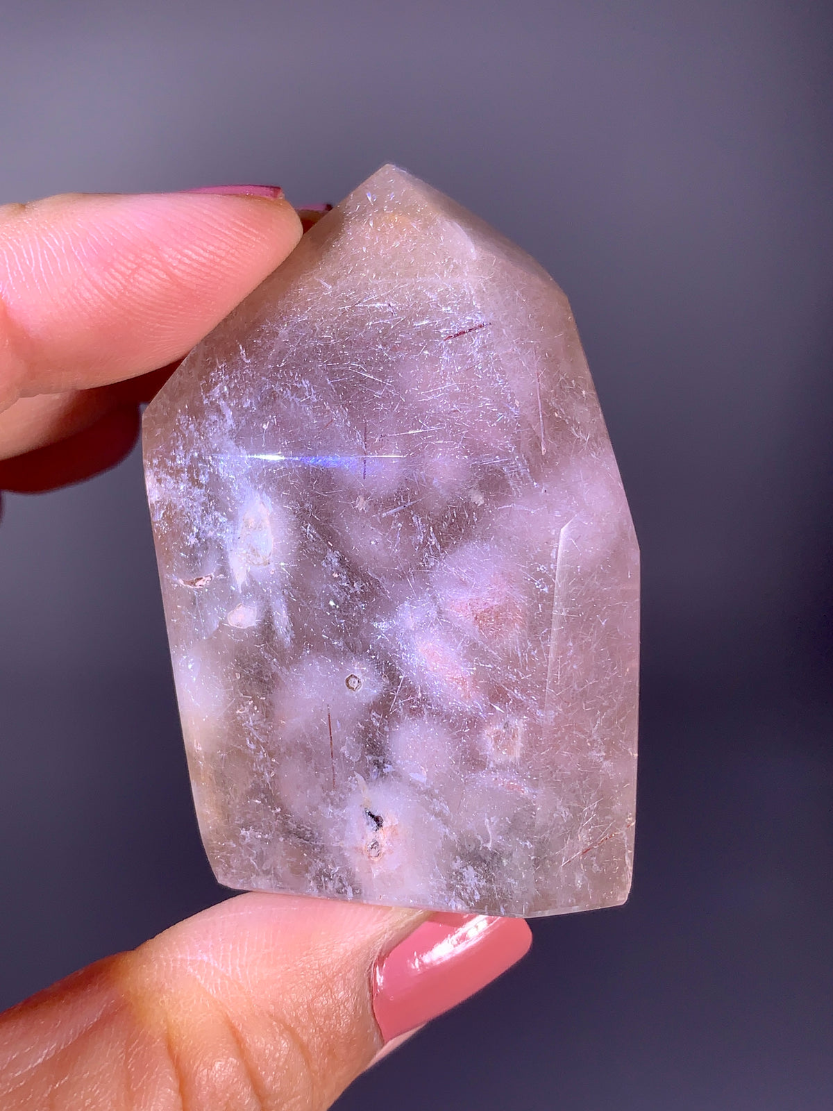 Large Rare Pink & Peach Amphibole Ball Inclusion Quartz Tower | Brazilian Collector Specimen