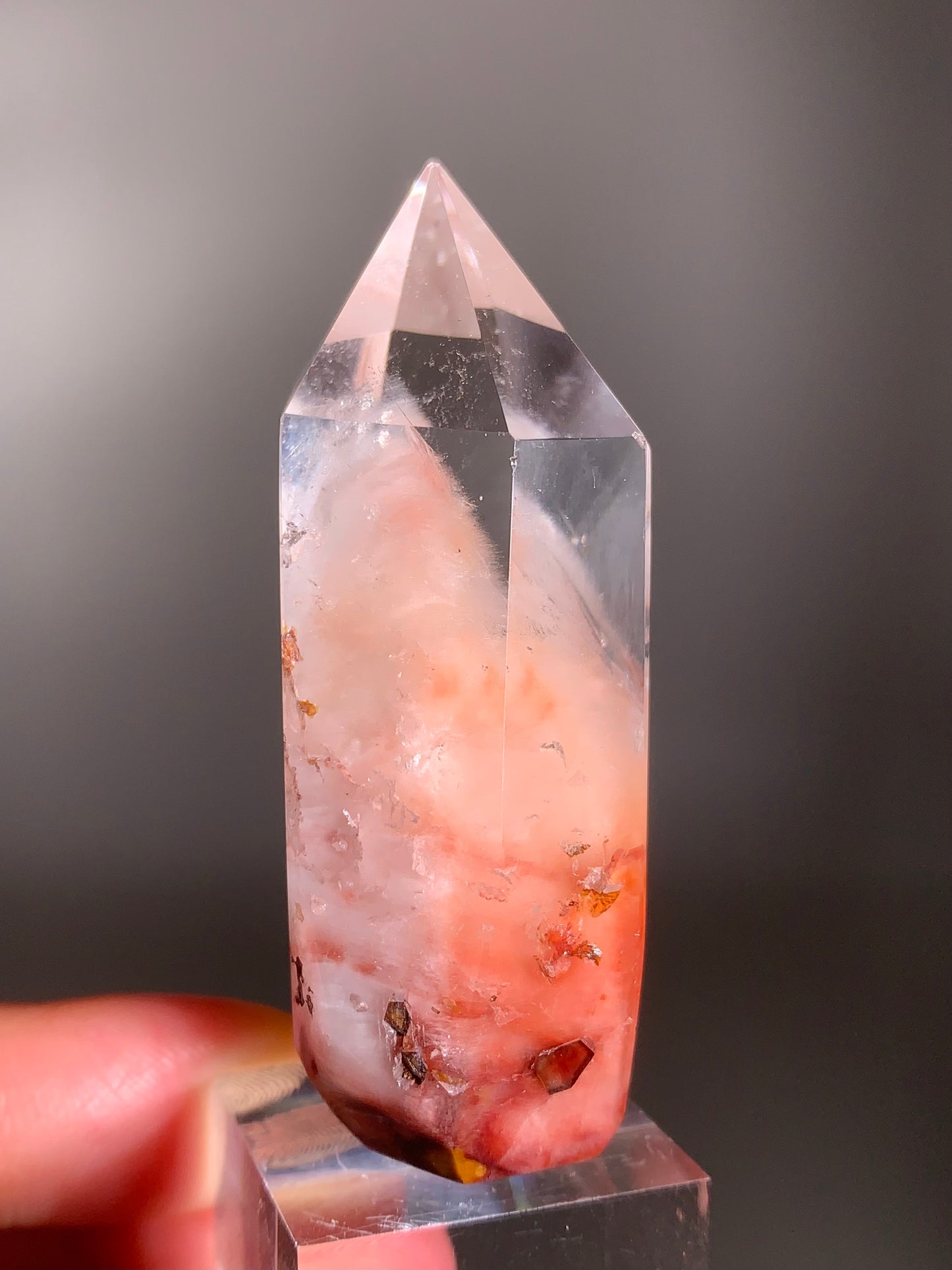 Rare Shiny Pink Amphibole with Multiple Tiny Manifestations Tower from Brazil – Collector’s Crystal