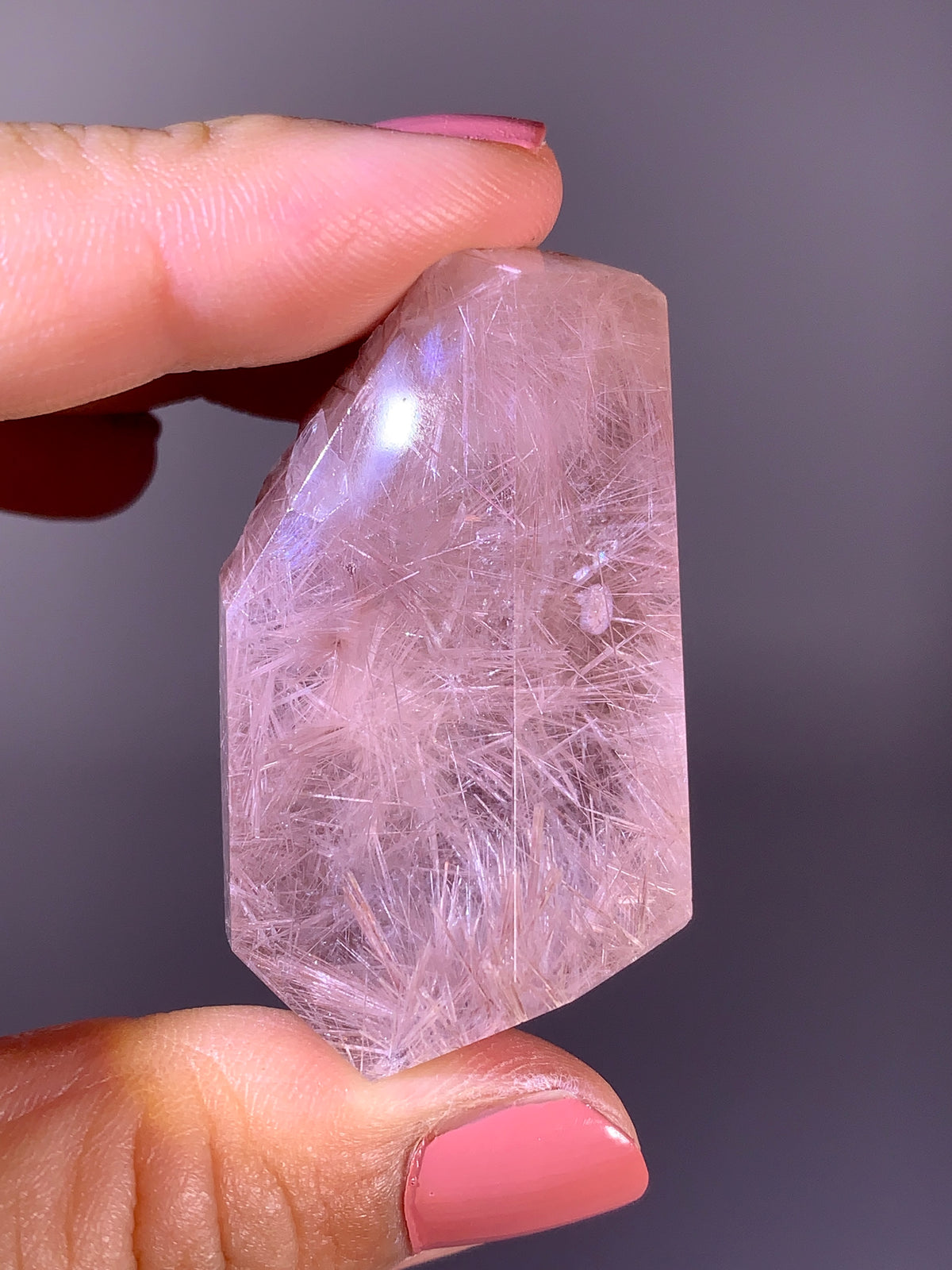High-Grade Pink Rutile Quartz Polished Freeform | Brazilian Collector Specimen