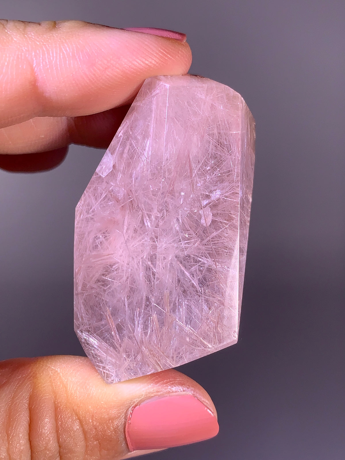 High-Grade Pink Rutile Quartz Polished Freeform | Brazilian Collector Specimen