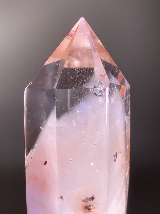 Rare Shiny Pink Amphibole with Multiple Tiny Manifestations Tower from Brazil – Collector’s Crystal