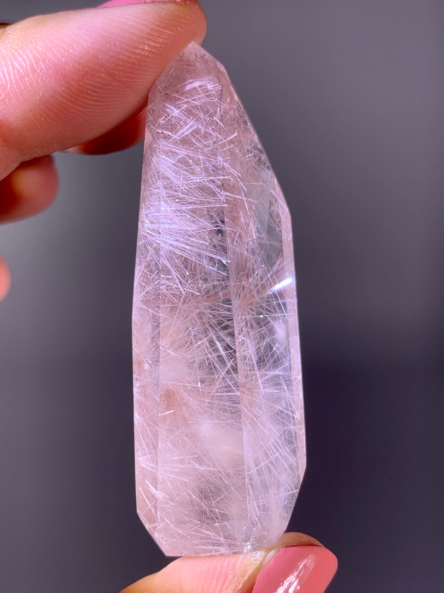 High-Grade Pink Rutile Flower Quartz Polished Tower | Brazilian Collector Specimen