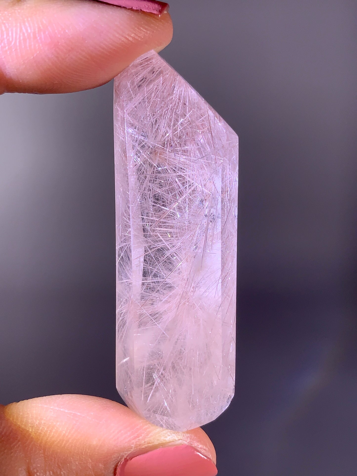 High-Grade Pink Rutile Flower Quartz Polished Tower | Brazilian Collector Specimen