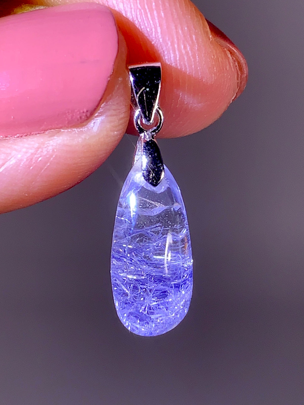 High-Grade Blue Dumortierite Quartz Pendant with S925 Sterling Silver | Brazil
