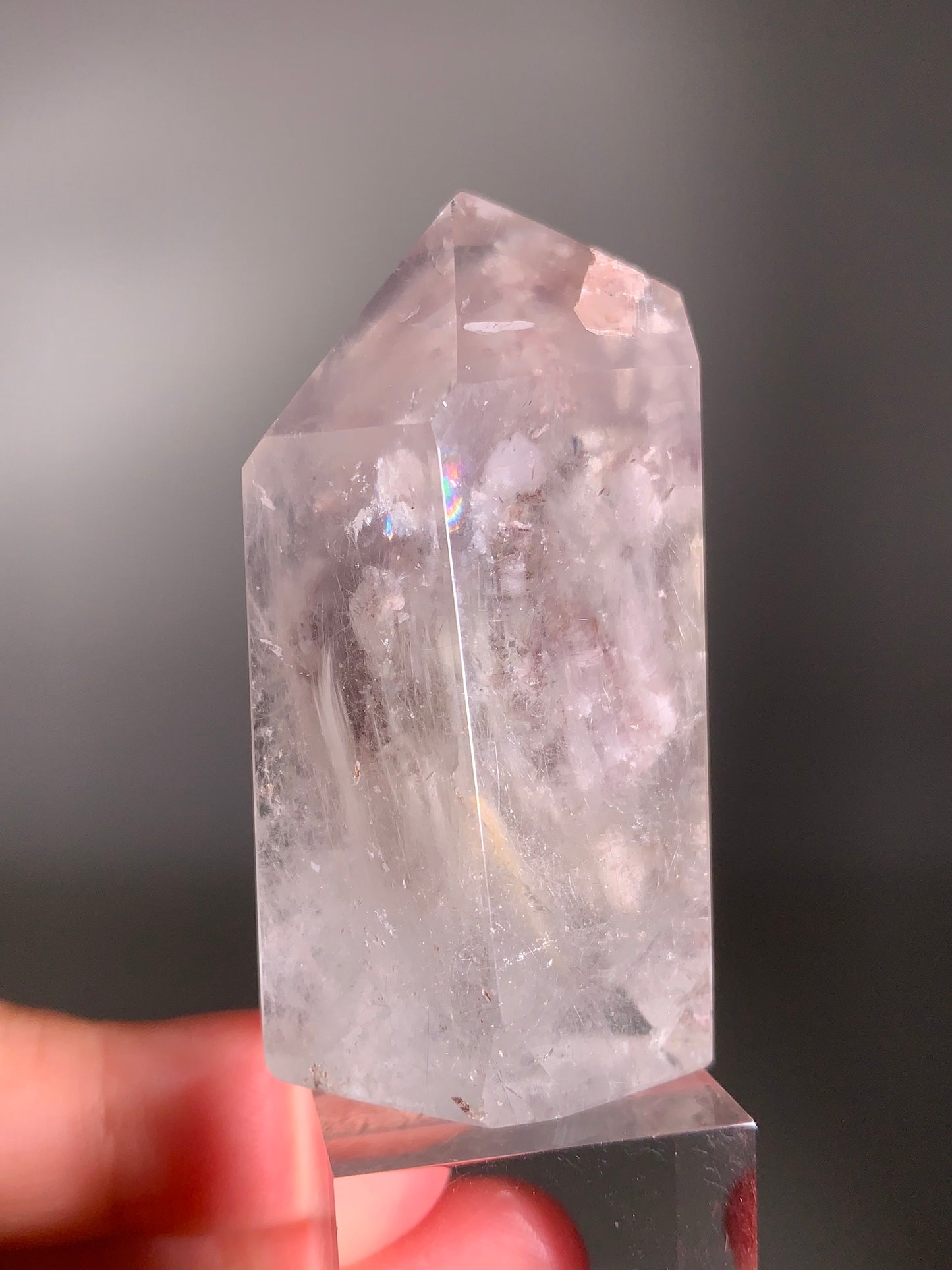 Extremely Rare Pink Lithium with Pink Amphibole, Manifestation, Rutile & Rainbow Inclusions – Collector’s Crystal from Brazil