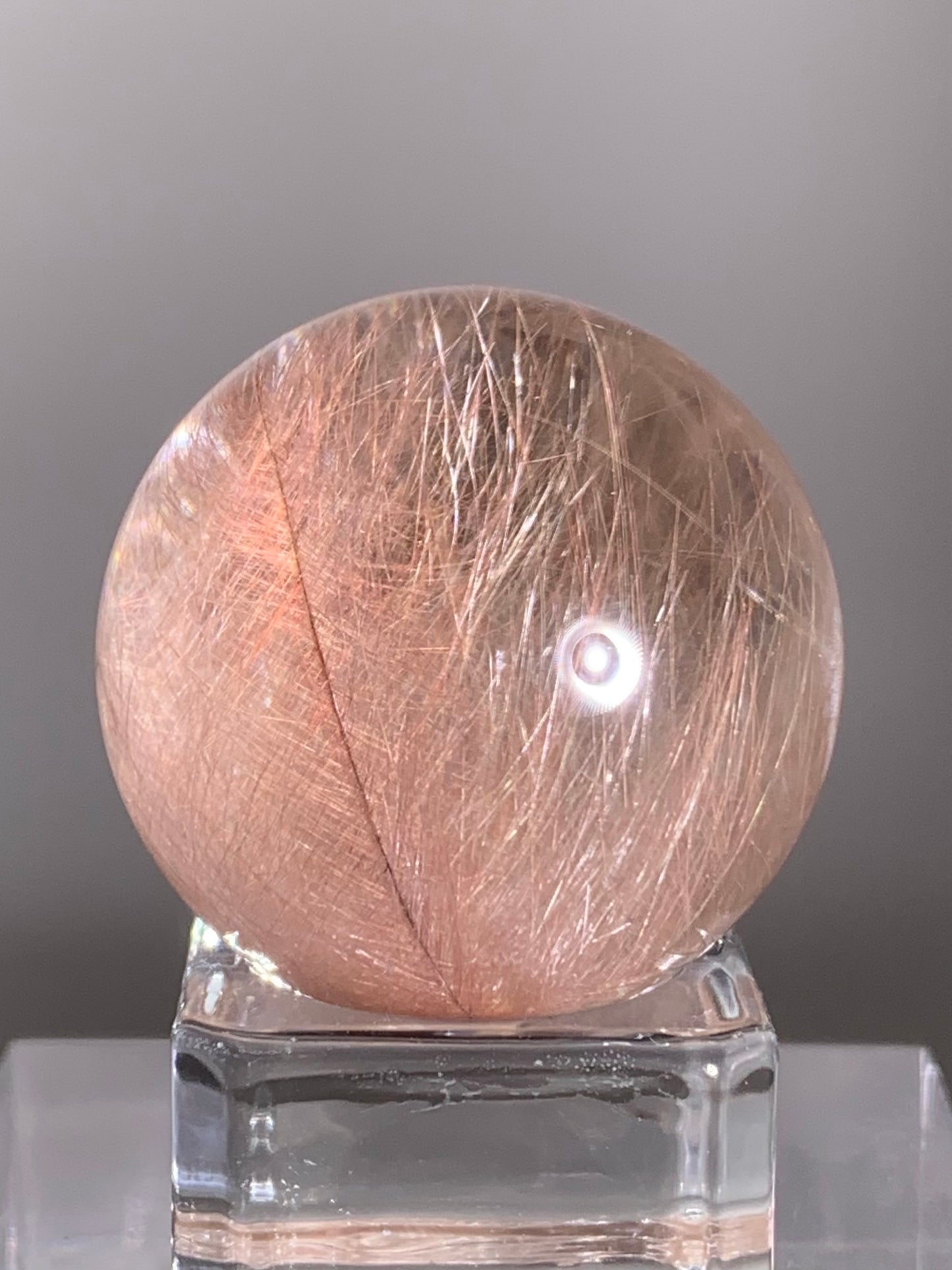 Collector’s Piece Top-Quality Rare Pink Rutile Quartz Sphere from Brazil – Rare Crystal