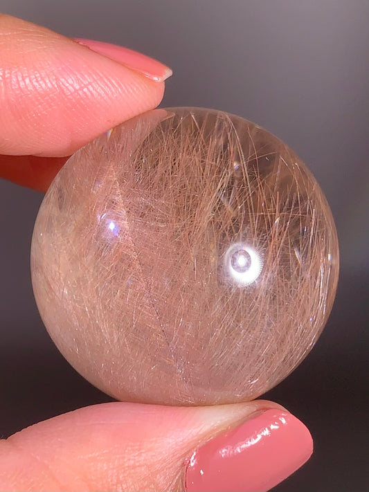 Collector’s Piece Top-Quality Rare Pink Rutile Quartz Sphere from Brazil – Rare Crystal