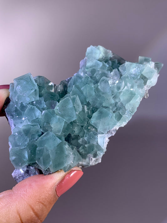 Rare High-Grade Seafoam Green Octahedral Fluorite Mineral Specimen