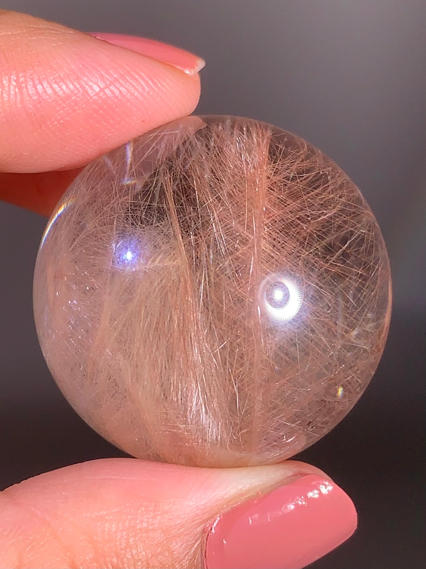 Collector’s Piece Top-Quality Rare Pink Rutile Quartz Sphere from Brazil – Rare Crystal