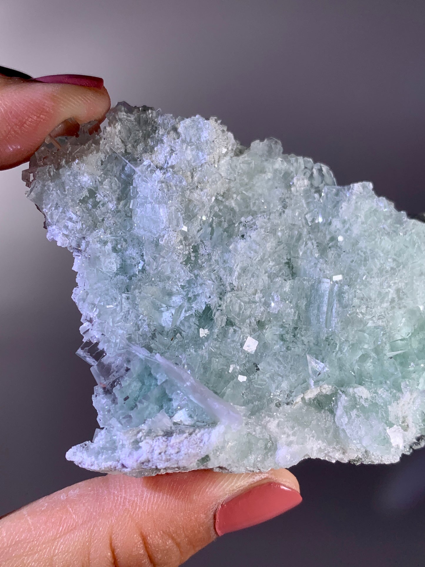 High-Quality Mint Green Vitreous Cubic Fluorite Intergrown with Calcite | Mineral Specimen