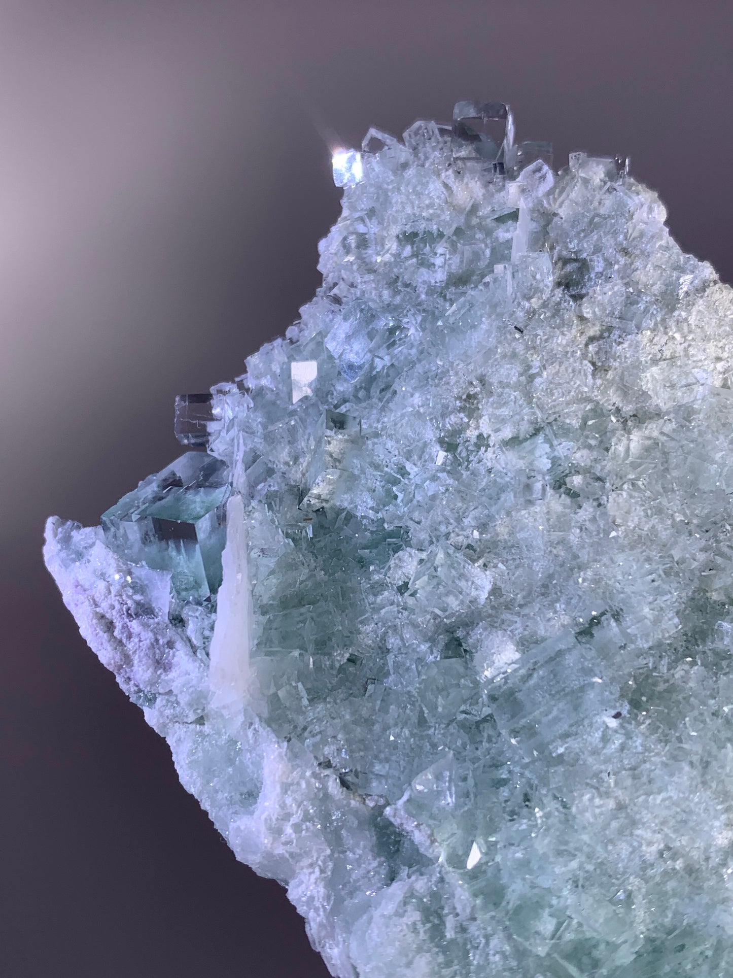 High-Quality Mint Green Vitreous Cubic Fluorite Intergrown with Calcite | Mineral Specimen