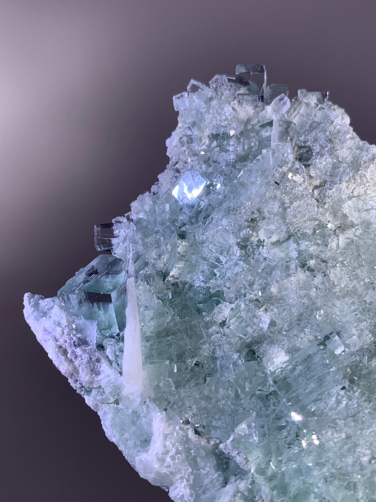 High-Quality Mint Green Vitreous Cubic Fluorite Intergrown with Calcite | Mineral Specimen