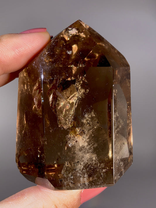 Large Quartz-in-Quartz Tower with Natural Rainbow & White Garden Quartz | Brazil