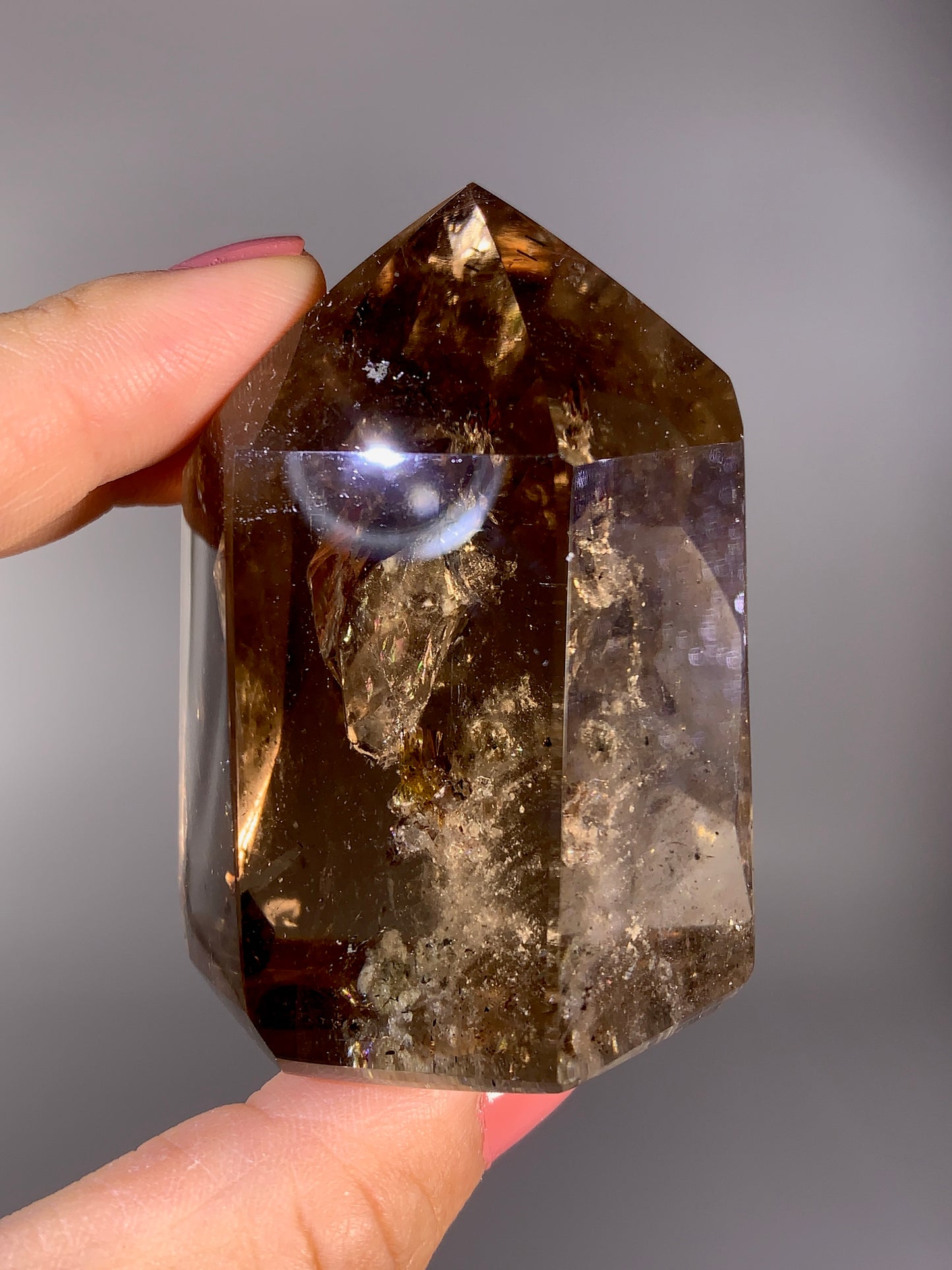 Large Quartz-in-Quartz Tower with Natural Rainbow & White Garden Quartz | Brazil