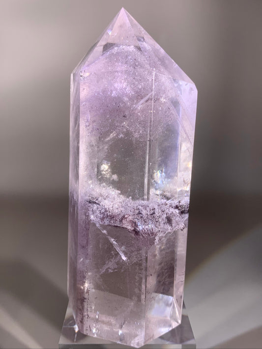 Extremely Rare Large Lavender Phantom Quartz with Manifestation Clusters Polished Tower from Brazil – Collector’s Crystal