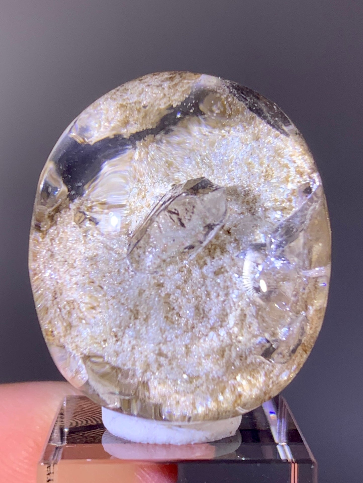 High-Grade Sparkly White Garden Quartz Cabochon with Quartz-in-Quartz Inclusions | Brazil