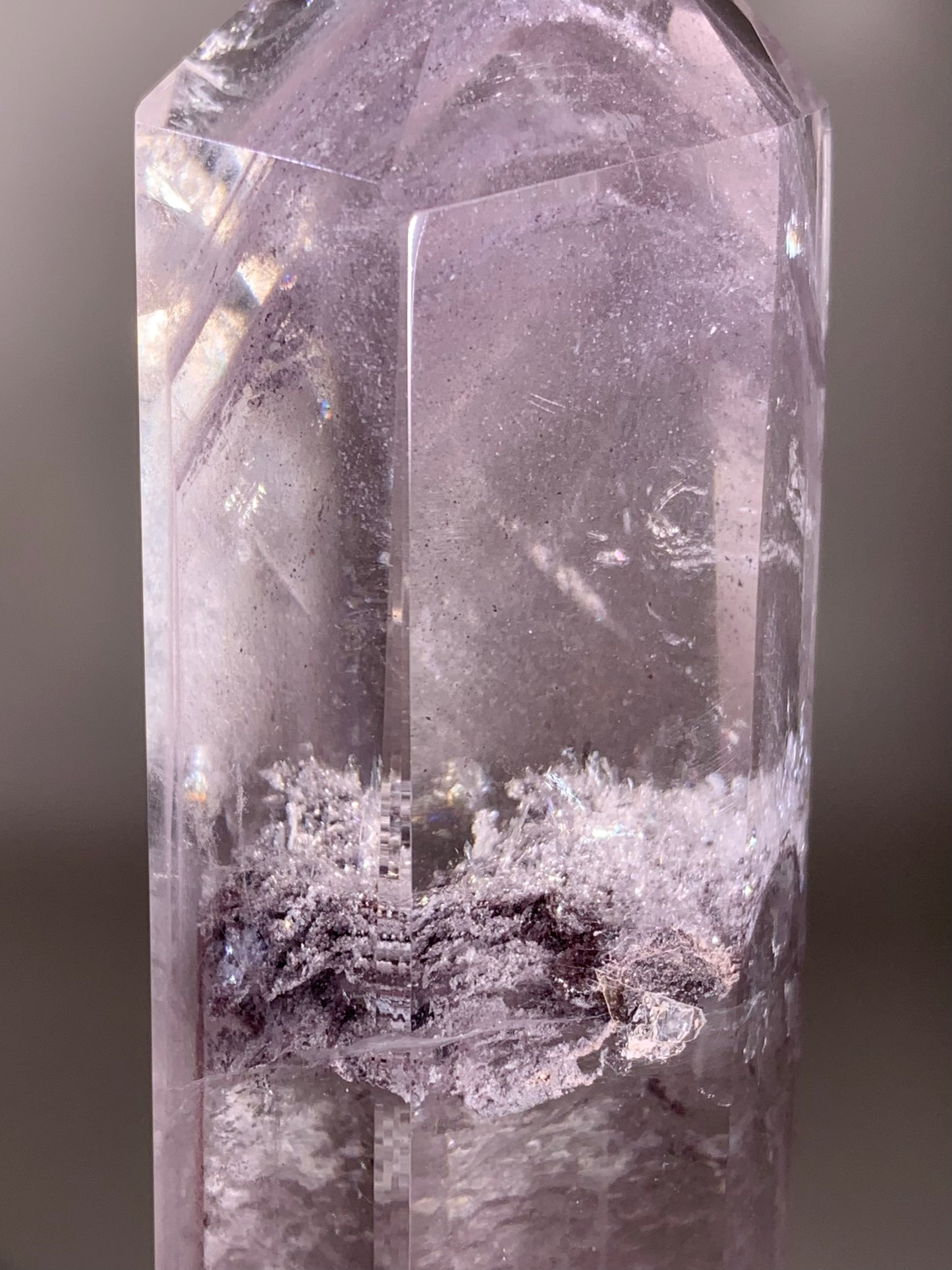 Extremely Rare Large Lavender Phantom Quartz with Manifestation Clusters Polished Tower from Brazil – Collector’s Crystal