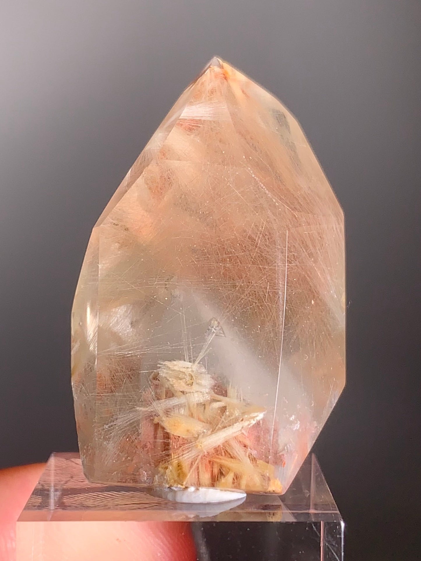 Rare Cream & Champagne Phantom with Gold & Champagne Rutile Polished Freeform from Brazil – Collector’s Crystal