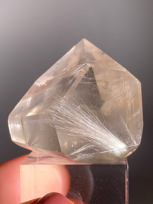 Rare Cream Phantom with Champagne Rutile Polished Tower from Brazil – Collector’s Crystal