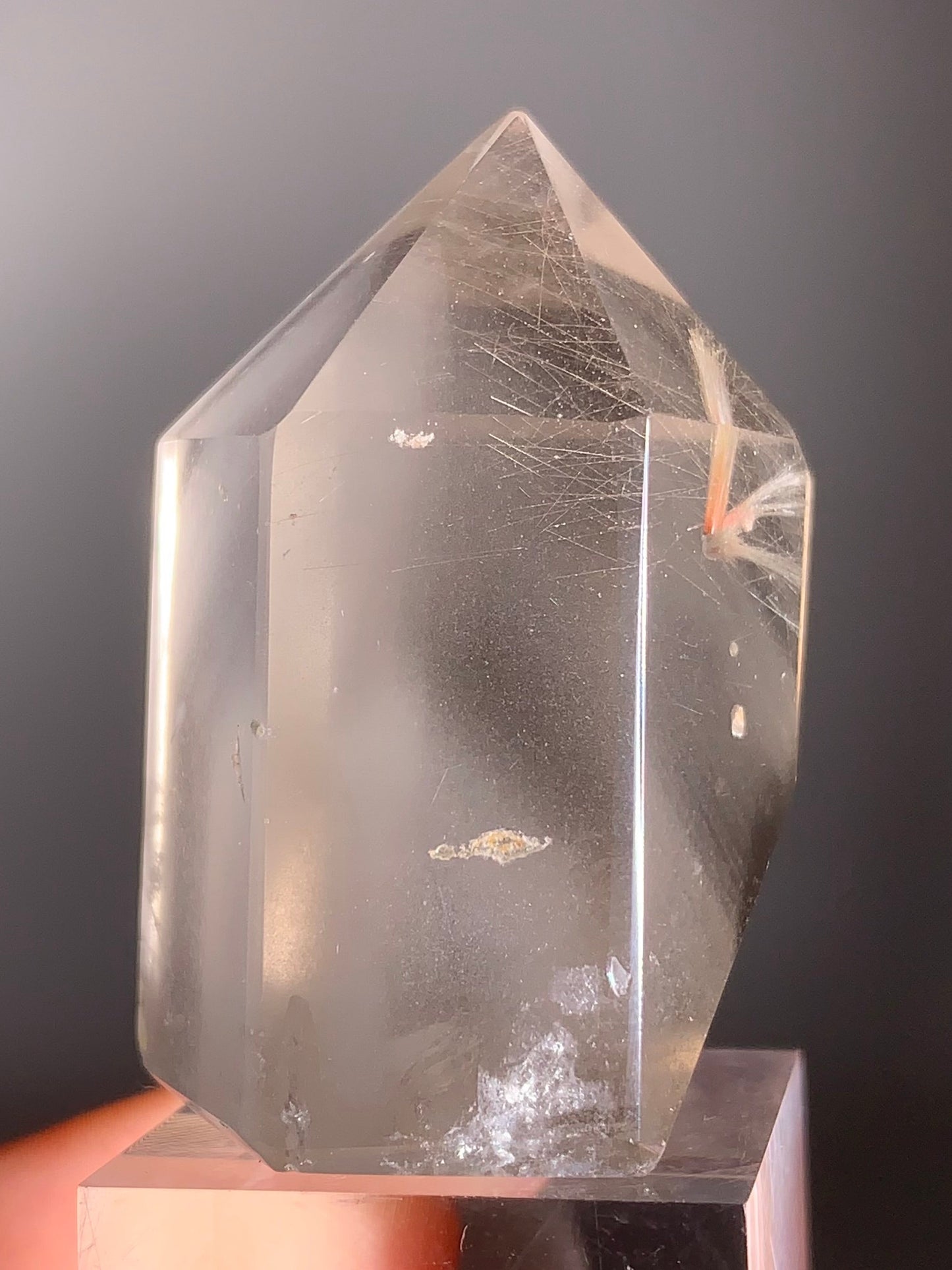 Rare Cream Phantom with Champagne Rutile Polished Tower from Brazil – Collector’s Crystal