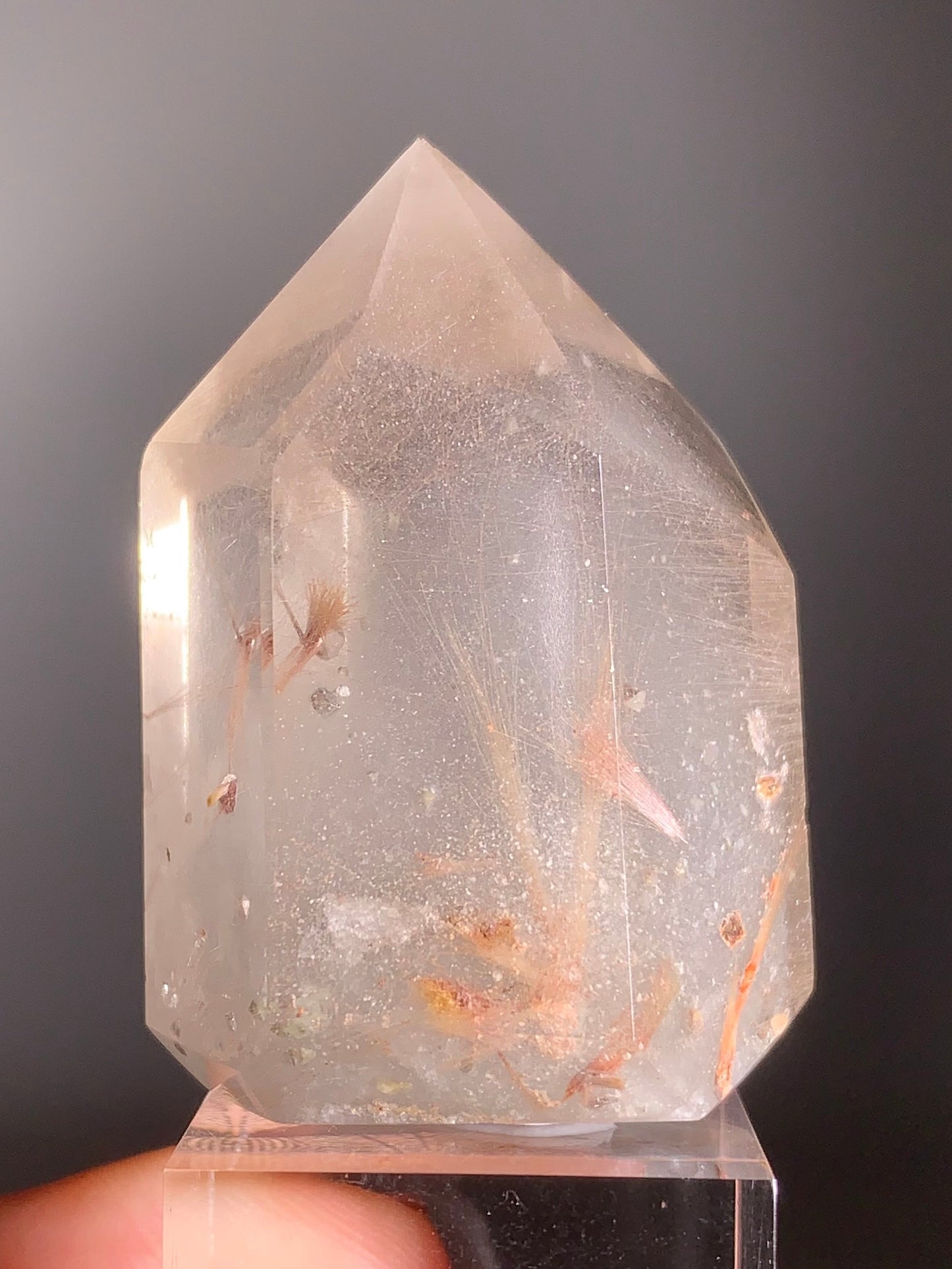 Rare Cream Phantom with Champagne Rutile & Anatase Polished Tower from Brazil – Collector’s Crystal