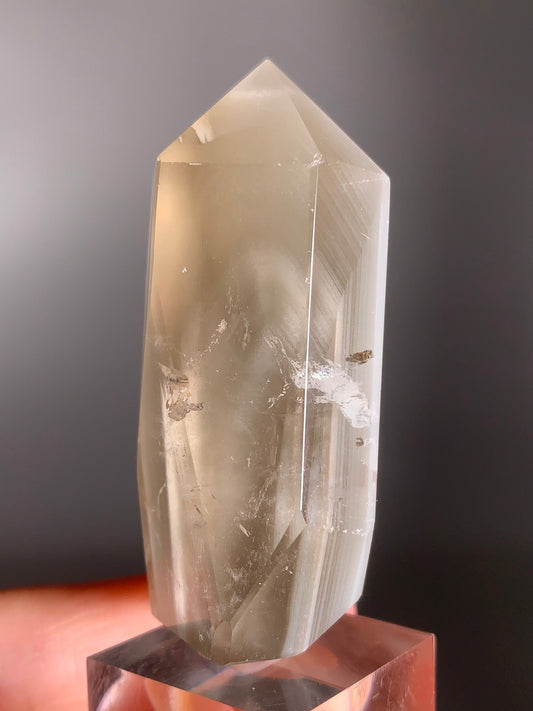 Rare Cream Phantom with Champagne Rutile Polished Tower from Brazil – Collector’s Crystal