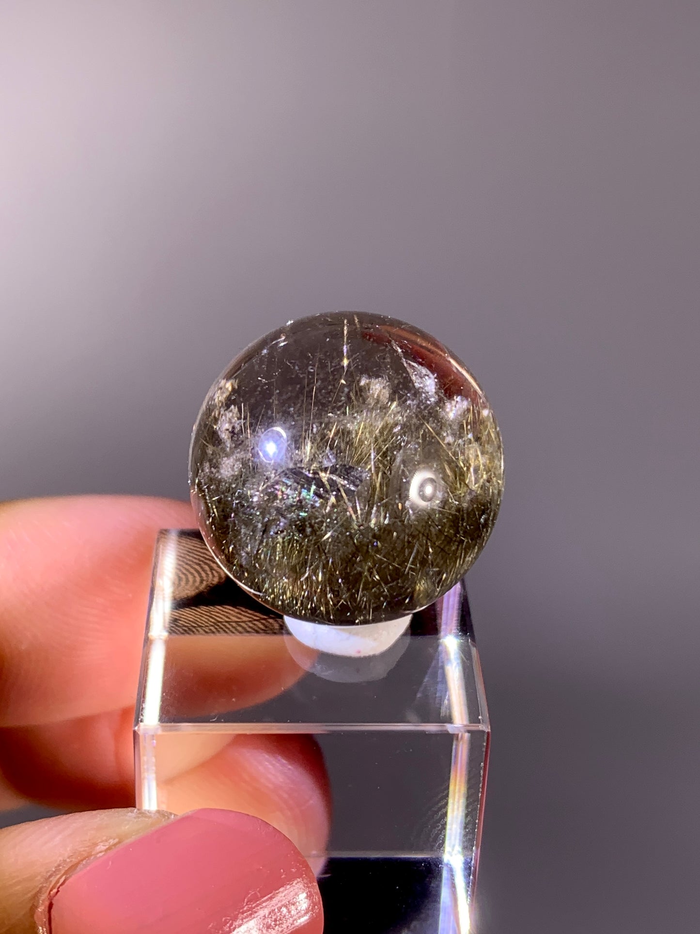 High-Quality Gold Rutile Quartz-in-Quartz Small Sphere | Brazil