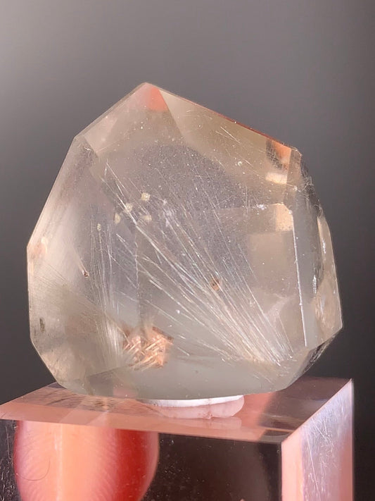 Rare Cream Phantom with Champagne Rutile & Anatase Inclusion Polished Tower from Brazil – Collector’s Crystal