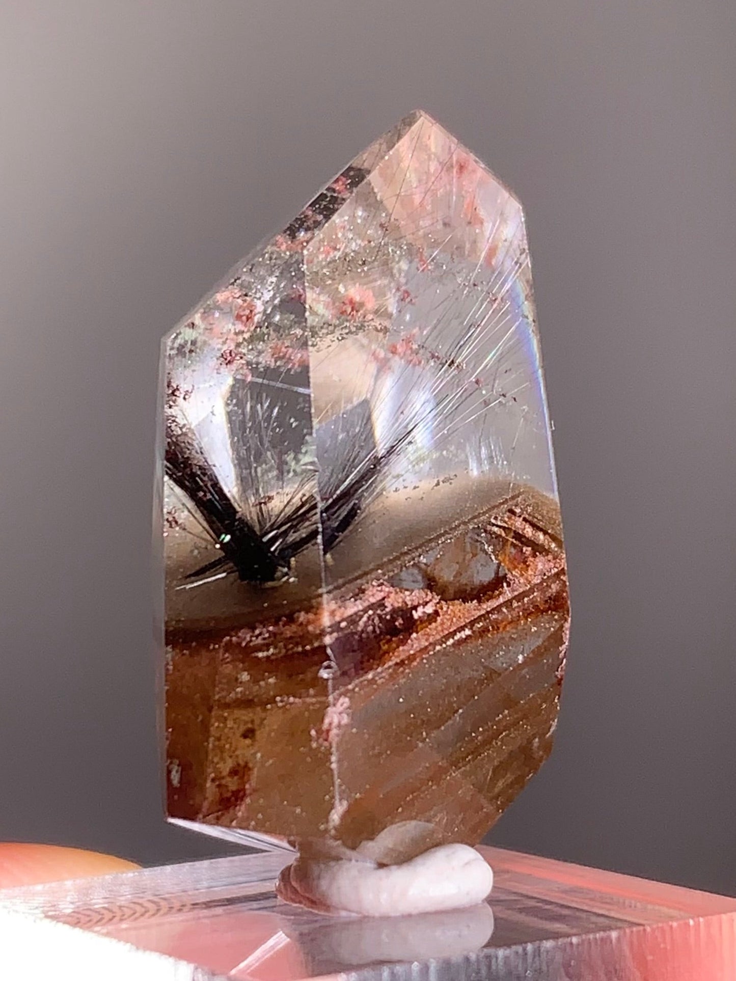 Rare Dark Silver Brookite Rutile in Brown Garden Quartz Crystal from Brazil