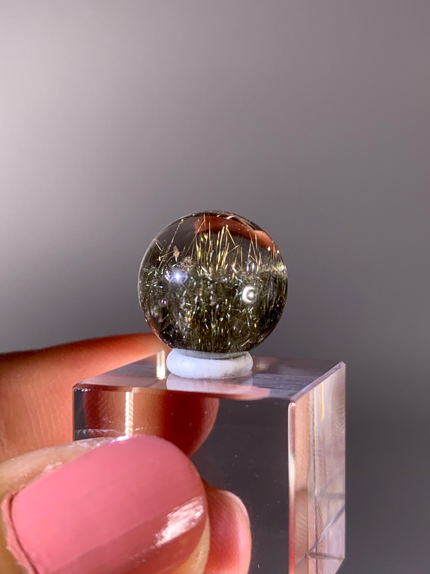 High-Quality Gold Rutile Quartz-in-Quartz Small Sphere | Brazil