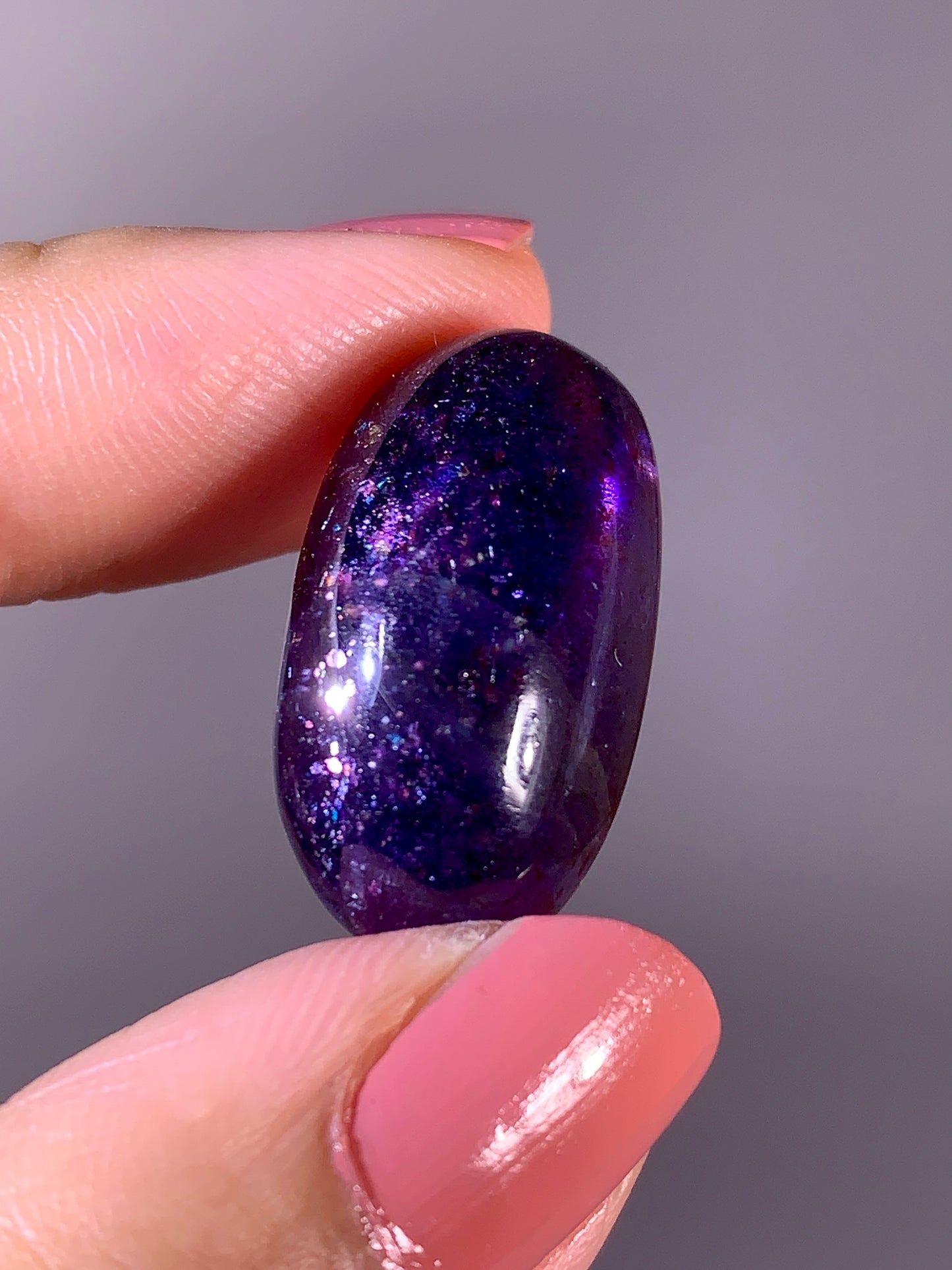 High-Grade Galaxy Iolite & Sunstone Bloodshot Cabochon from Tanzania