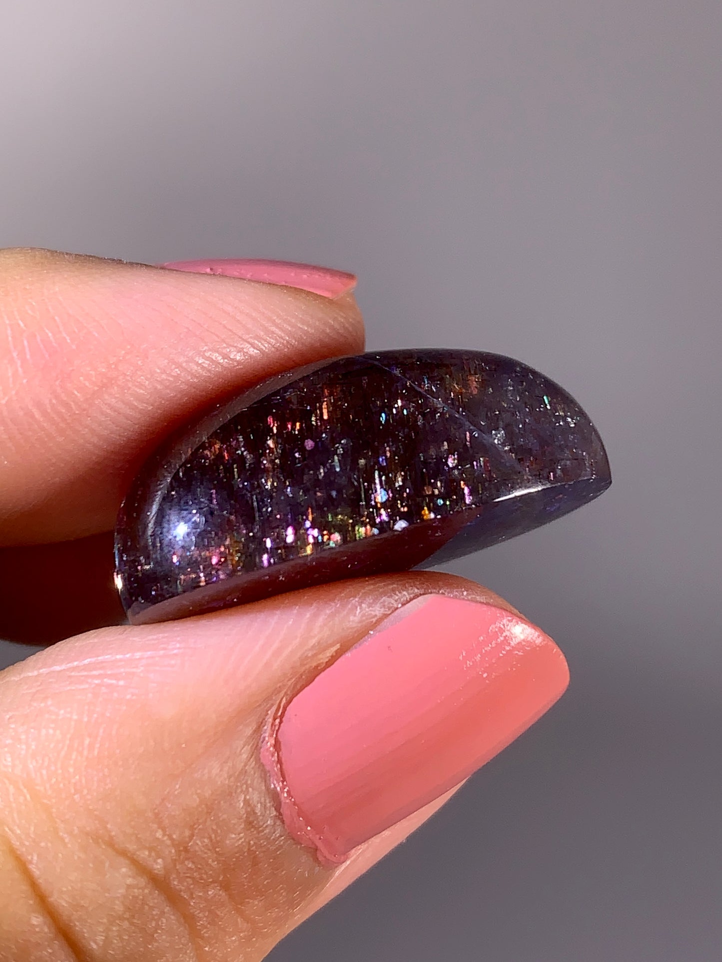 High-Grade Galaxy Iolite & Sunstone Bloodshot Cabochon from Tanzania
