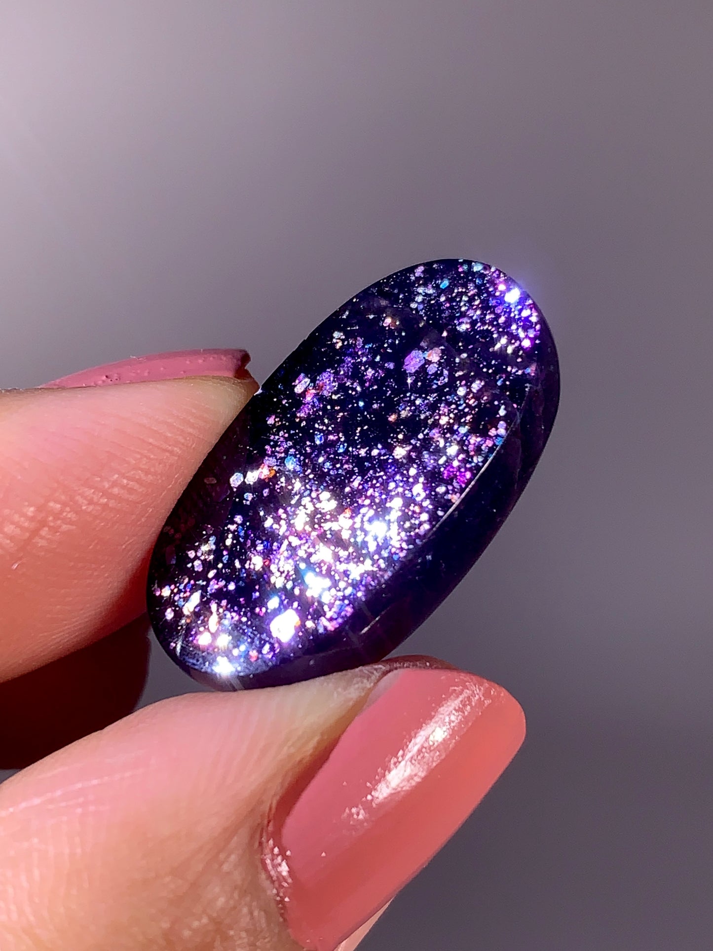 High-Grade Galaxy Iolite & Sunstone Bloodshot Cabochon from Tanzania
