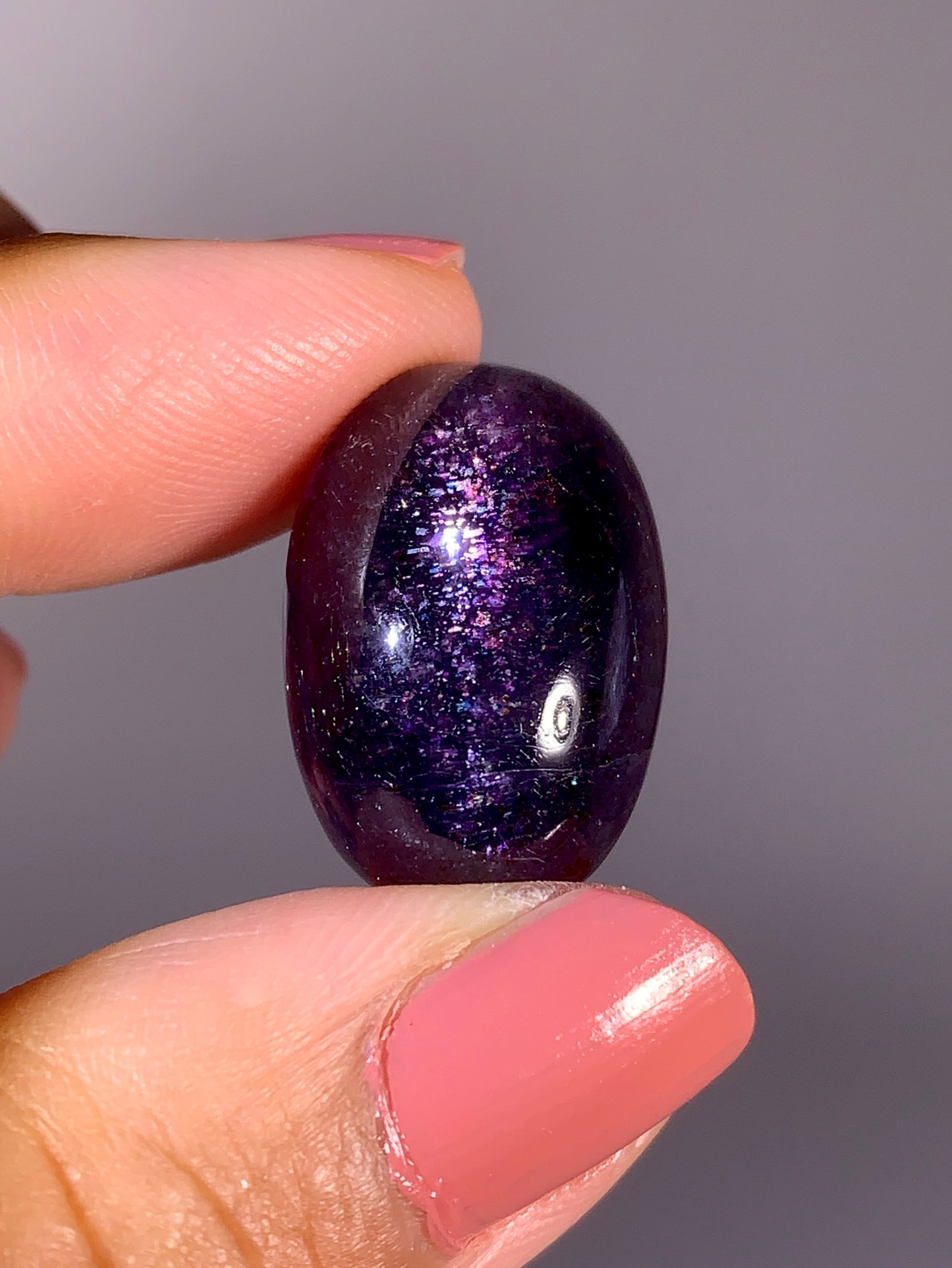 High-Grade Galaxy Iolite & Sunstone Bloodshot Cabochon from Tanzania