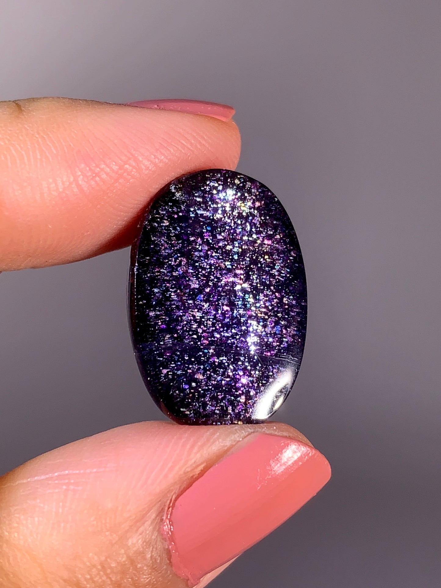 High-Grade Galaxy Iolite & Sunstone Bloodshot Cabochon from Tanzania