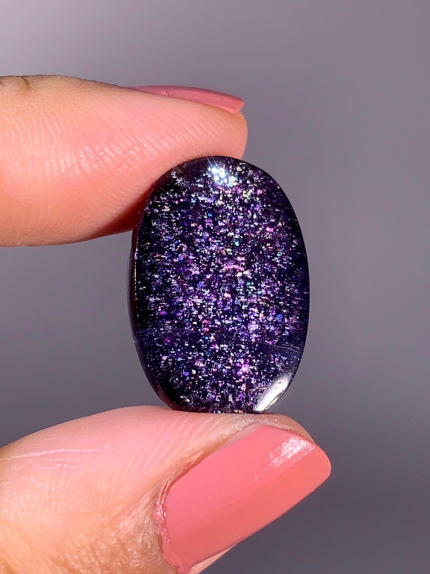 High-Grade Galaxy Iolite & Sunstone Bloodshot Cabochon from Tanzania