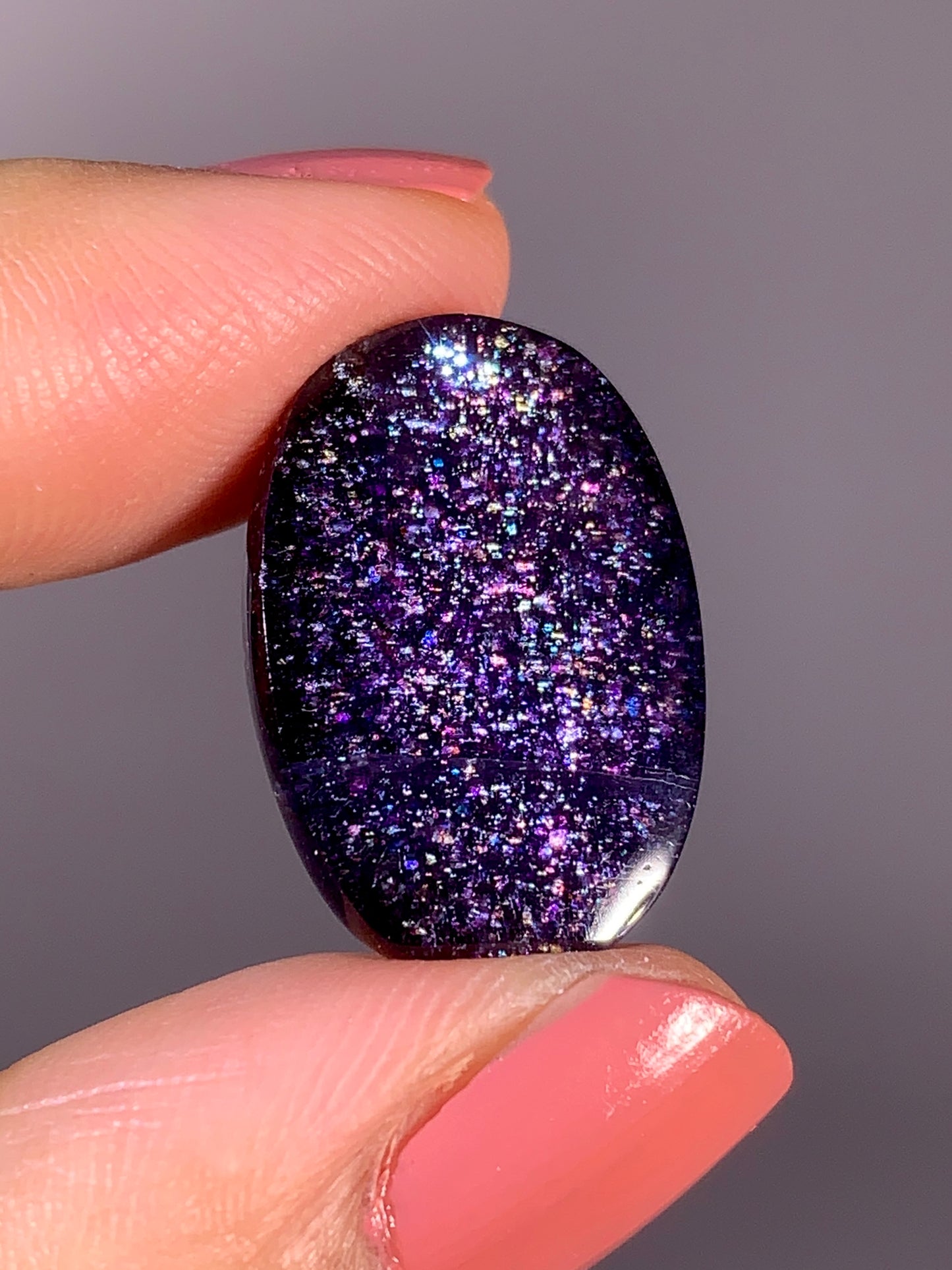High-Grade Galaxy Iolite & Sunstone Bloodshot Cabochon from Tanzania