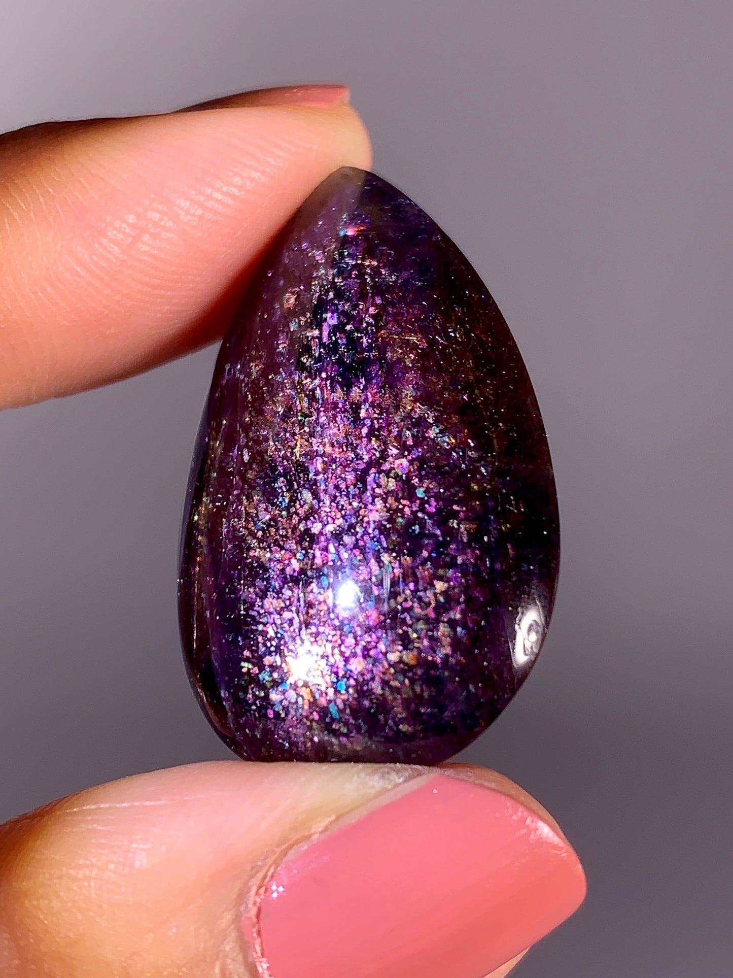 High-Grade Galaxy Iolite & Sunstone Bloodshot Cabochon from Tanzania