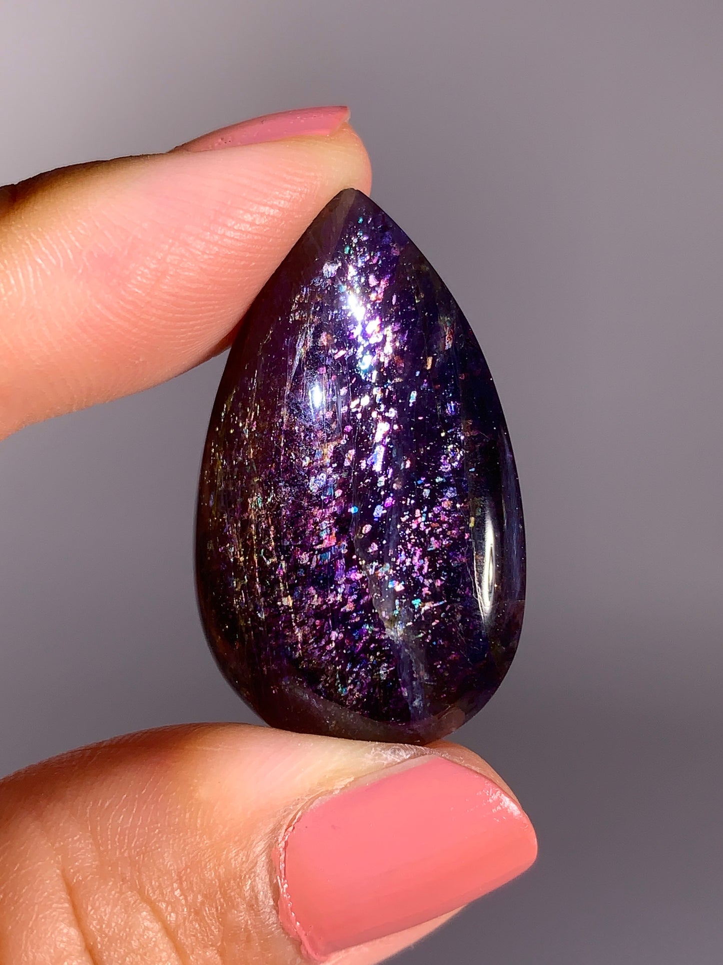 High-Grade Galaxy Iolite & Sunstone Bloodshot Cabochon from Tanzania