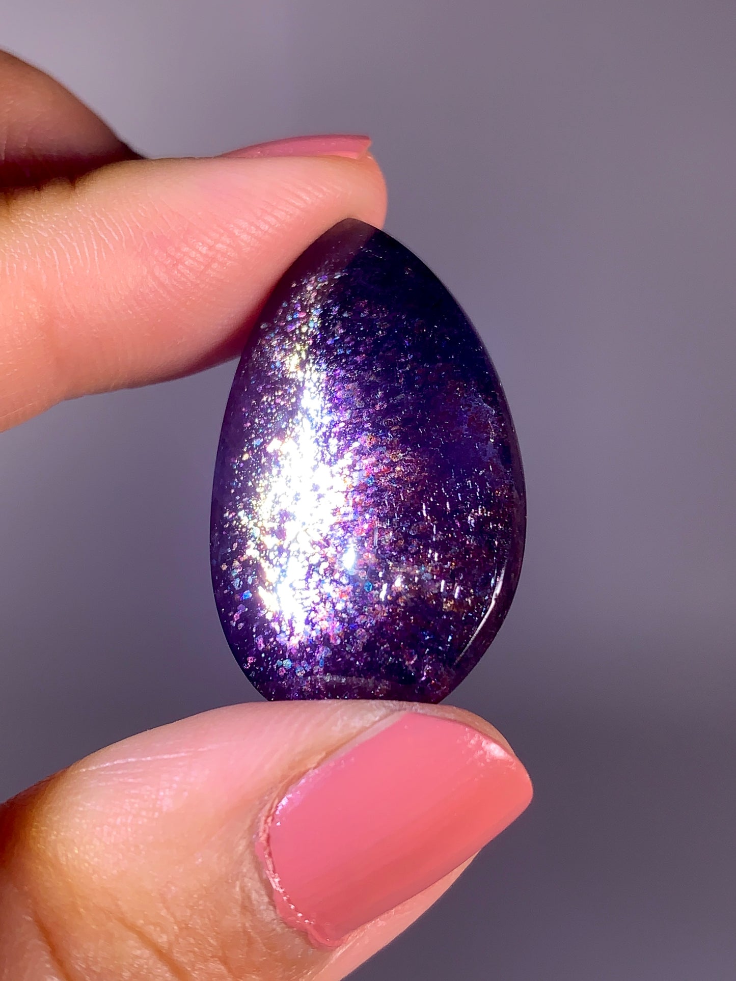 Collector-Grade Galaxy Iolite & Sunstone Bloodshot Double-Sided Cabochon | Tanzania