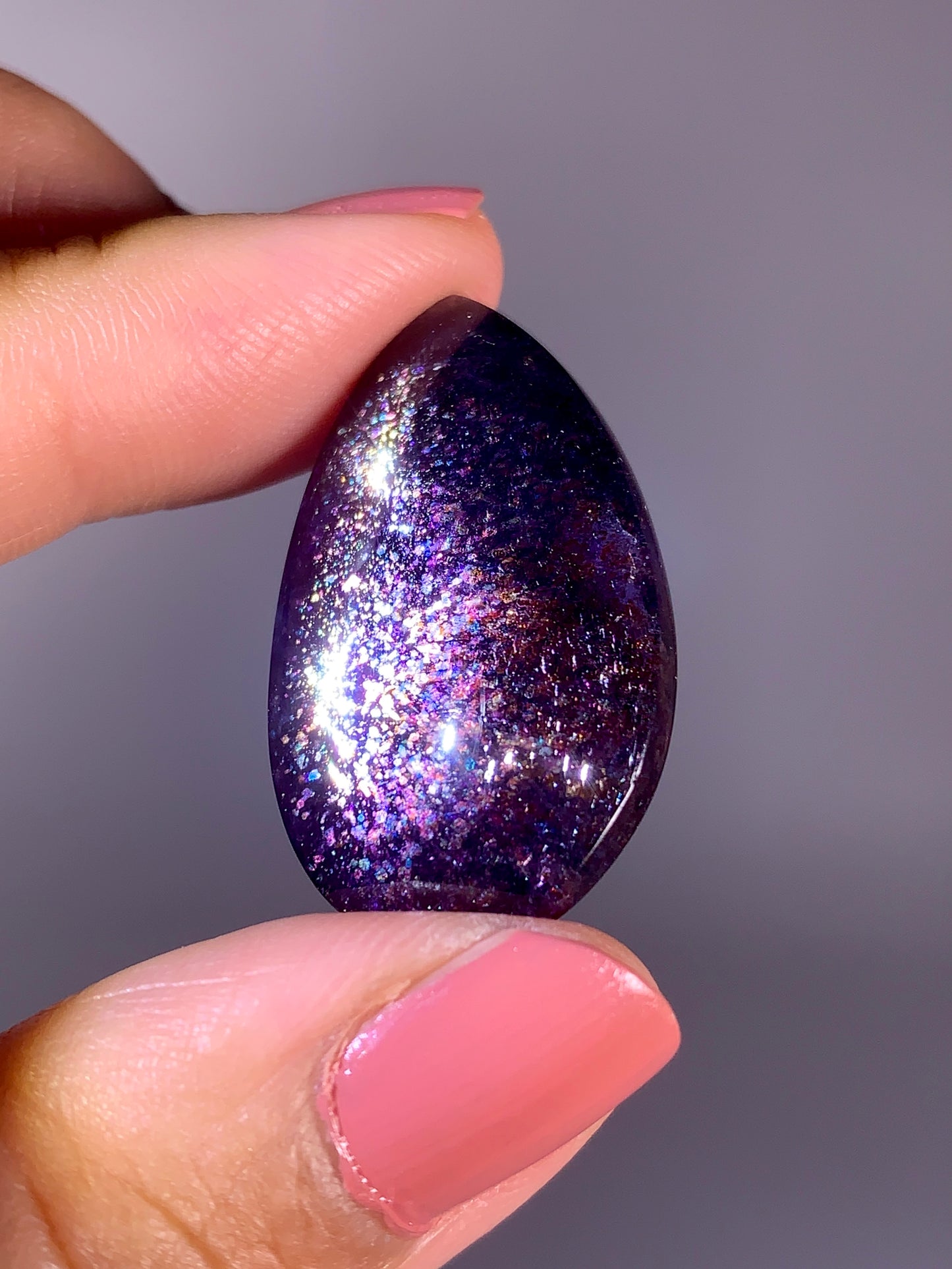 Collector-Grade Galaxy Iolite & Sunstone Bloodshot Double-Sided Cabochon | Tanzania