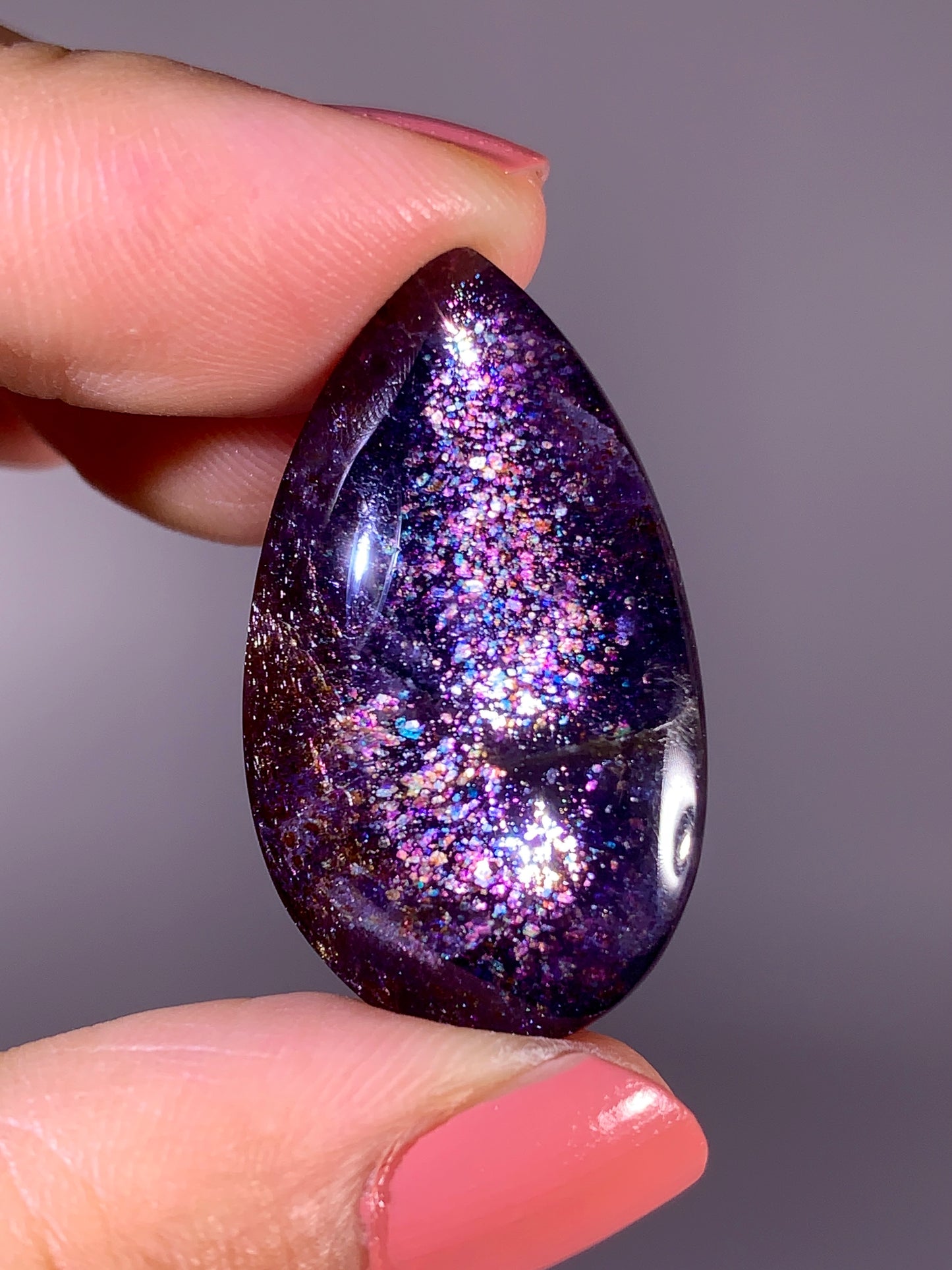 Collector-Grade Galaxy Iolite & Sunstone Bloodshot Double-Sided Cabochon | Tanzania