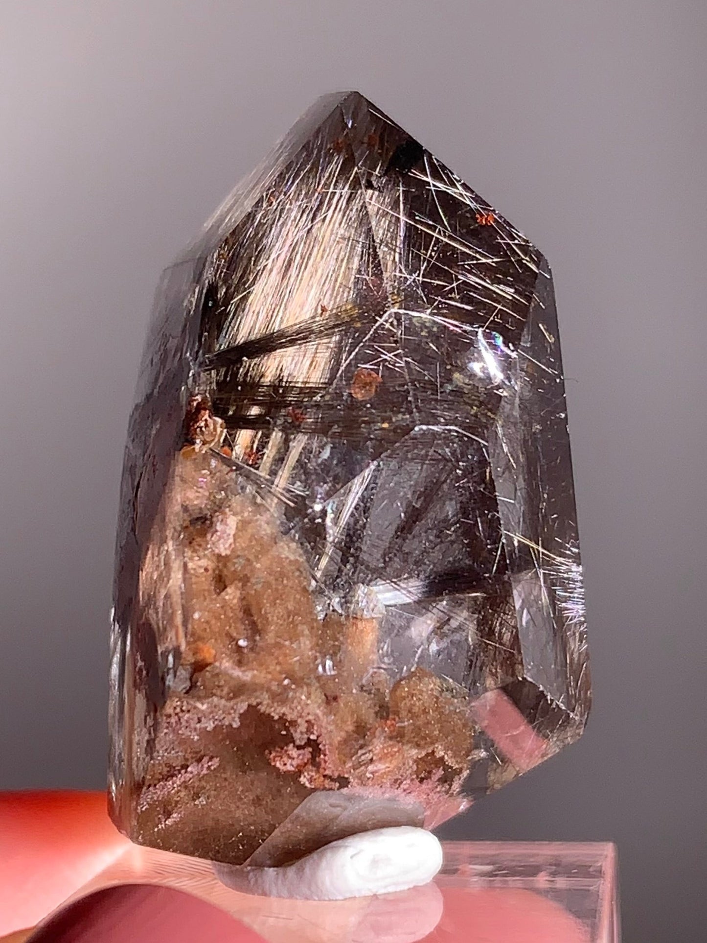 Rare Dark Silver Brookite Rutile in Brown Garden Quartz Crystal from Brazil