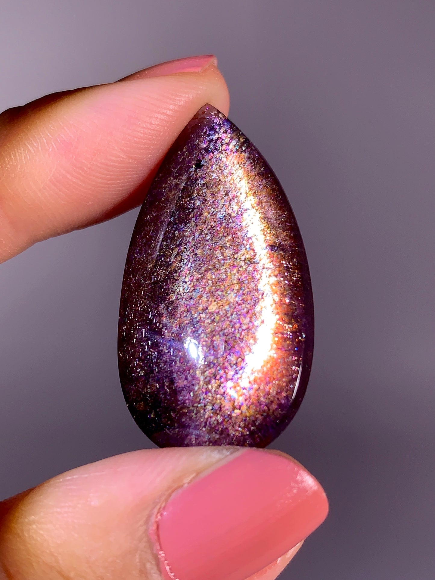 Collector-Grade Galaxy Iolite & Sunstone Bloodshot Double-Sided Cabochon | Tanzania