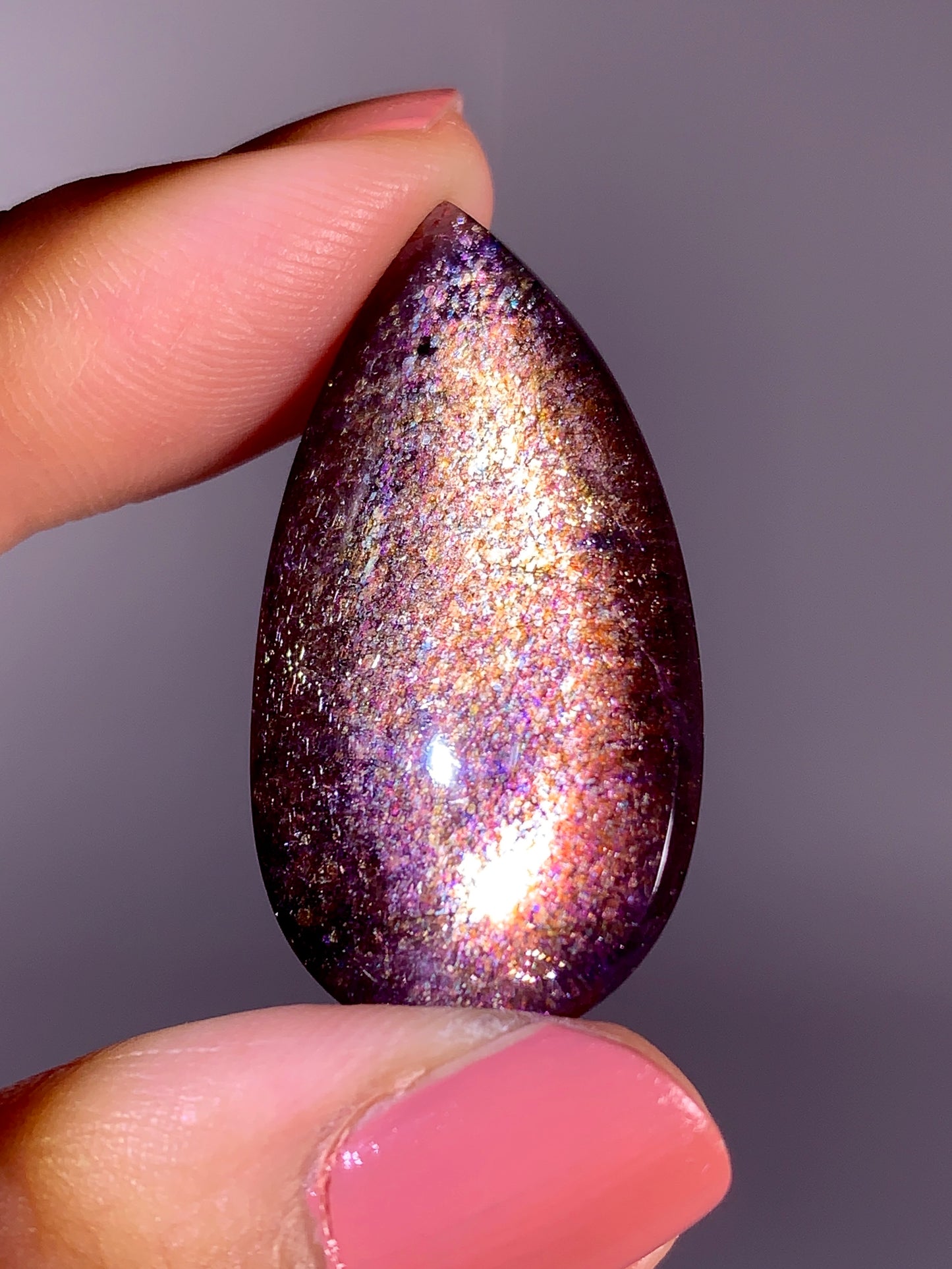 Collector-Grade Galaxy Iolite & Sunstone Bloodshot Double-Sided Cabochon | Tanzania