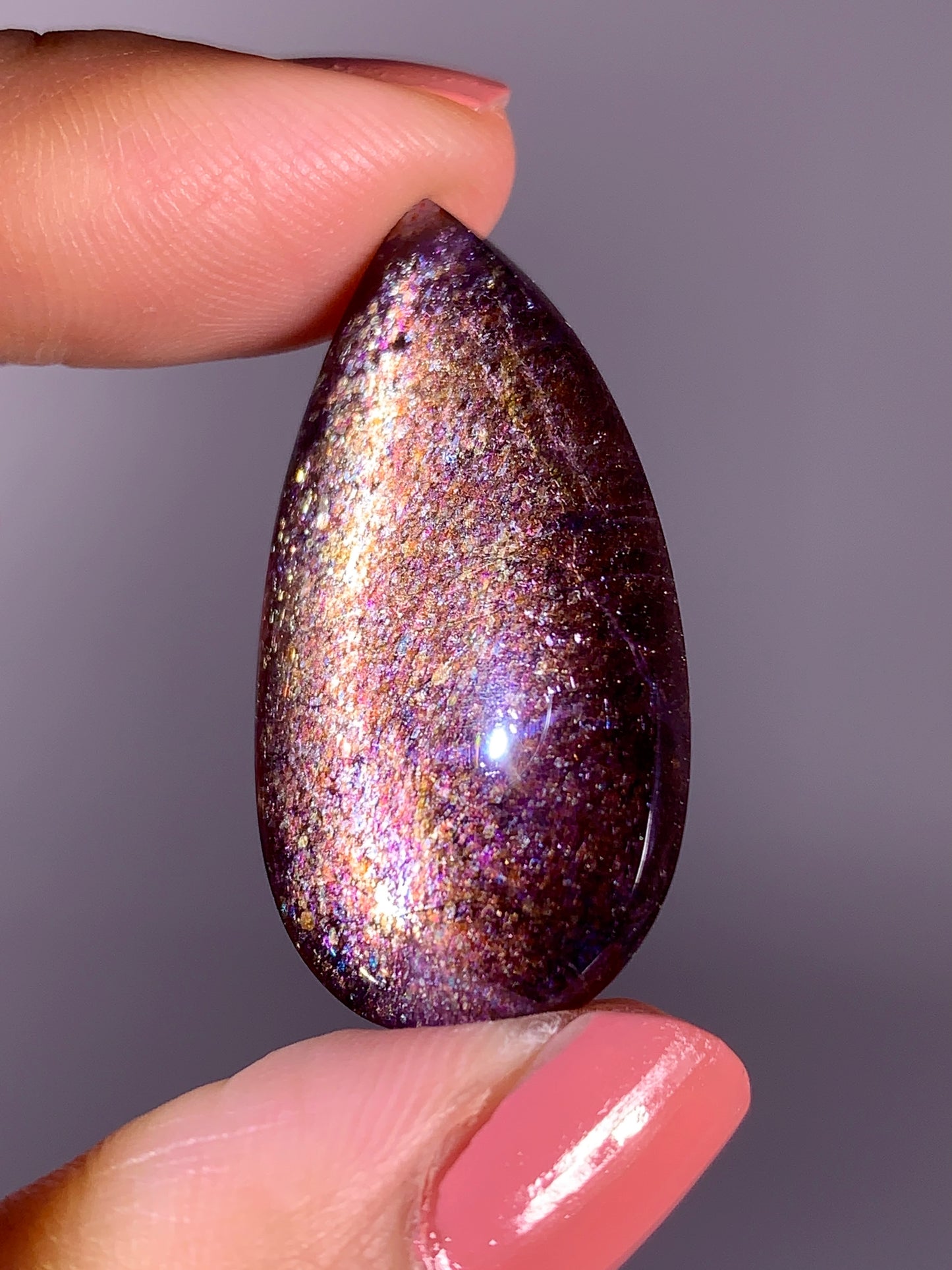 Collector-Grade Galaxy Iolite & Sunstone Bloodshot Double-Sided Cabochon | Tanzania