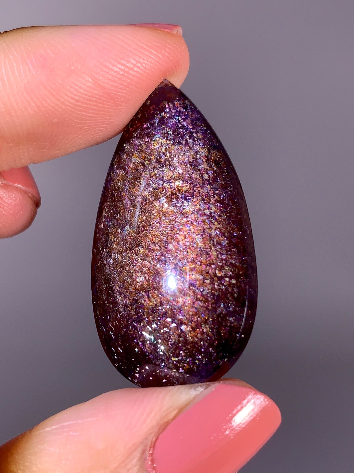 Collector-Grade Galaxy Iolite & Sunstone Bloodshot Double-Sided Cabochon | Tanzania