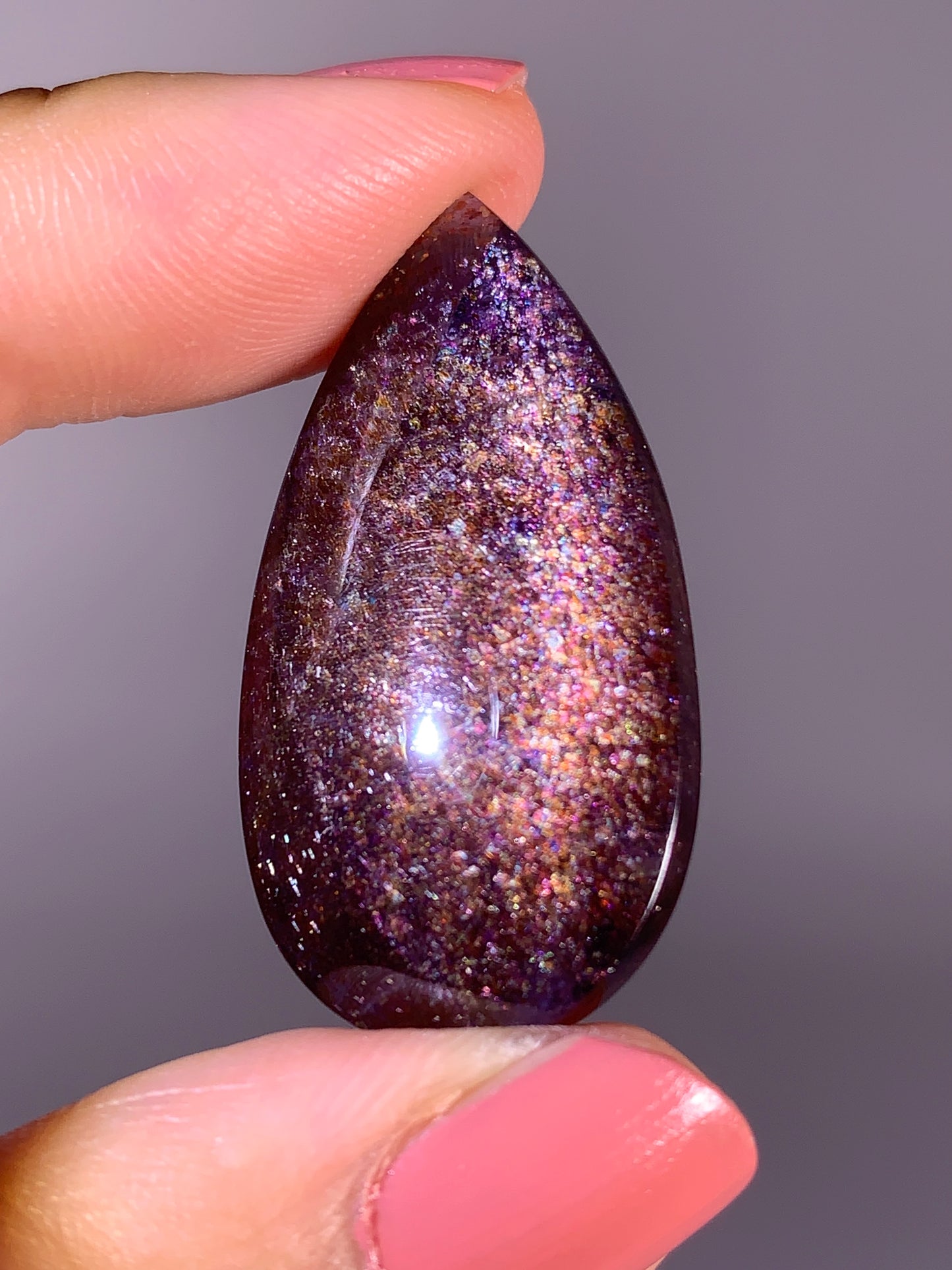 Collector-Grade Galaxy Iolite & Sunstone Bloodshot Double-Sided Cabochon | Tanzania